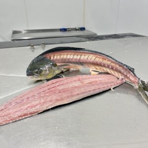 Just cut mahi tuna fillet with the remaining body left behind it